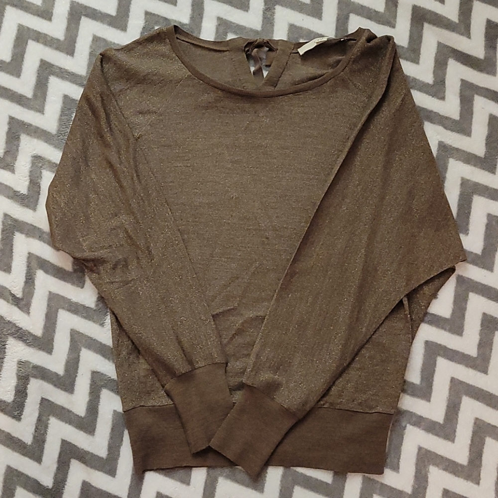 LOFT tie back brown sweater